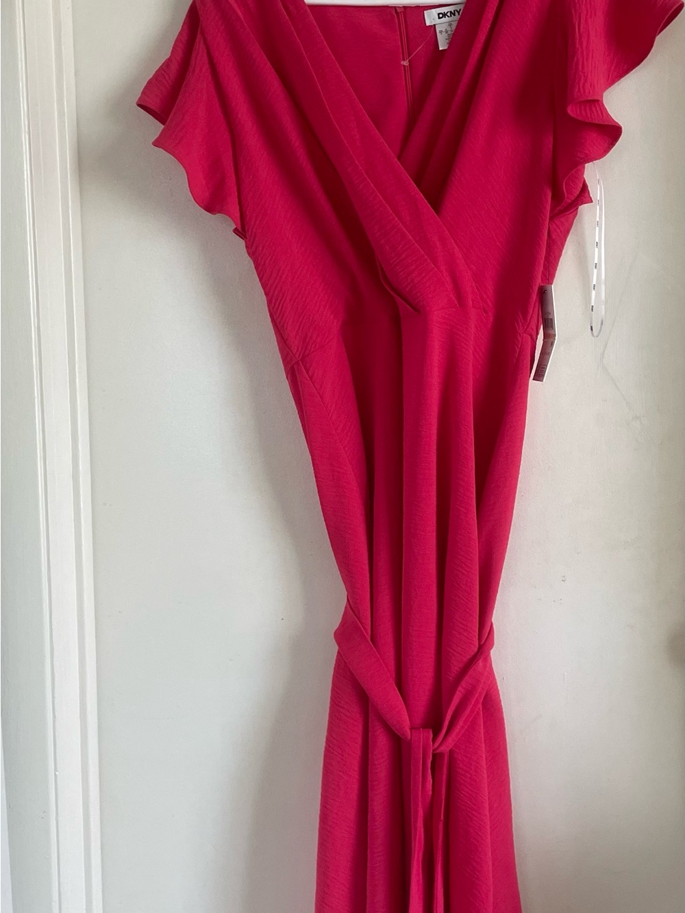 DKNY Hot Pink Maxi Dress with Tie Waist